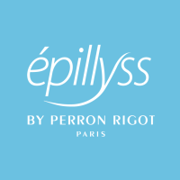 White Epillyss logo on a bright blue background